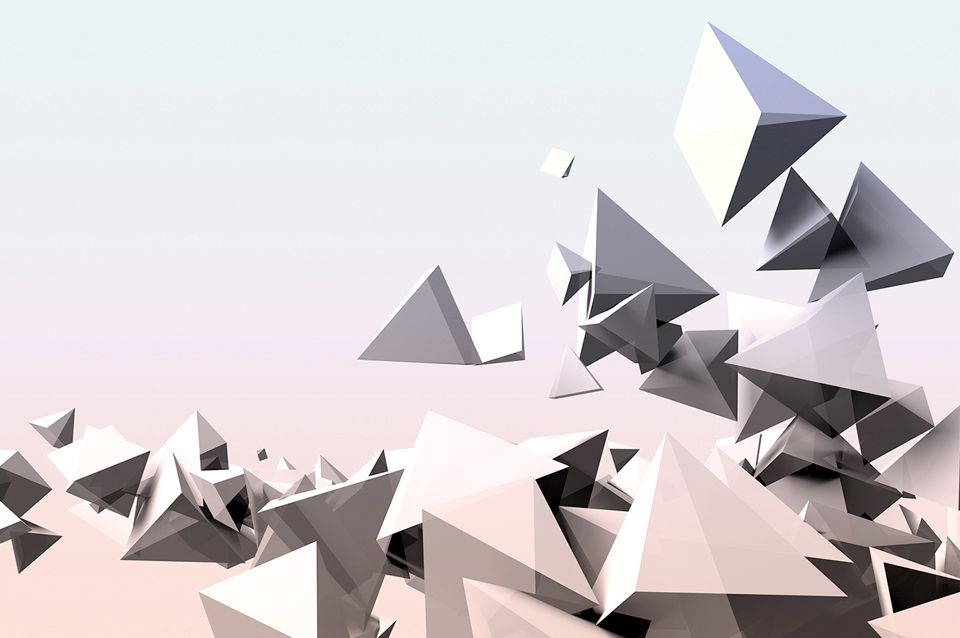 Abstract 3D triangles floating.
