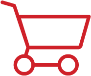 Red shopping cart icon.