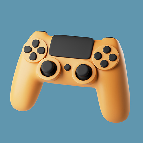 A yellow video game controller.