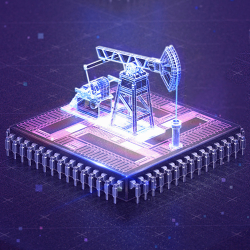 Oil Mining Pump Jacks in a tech background